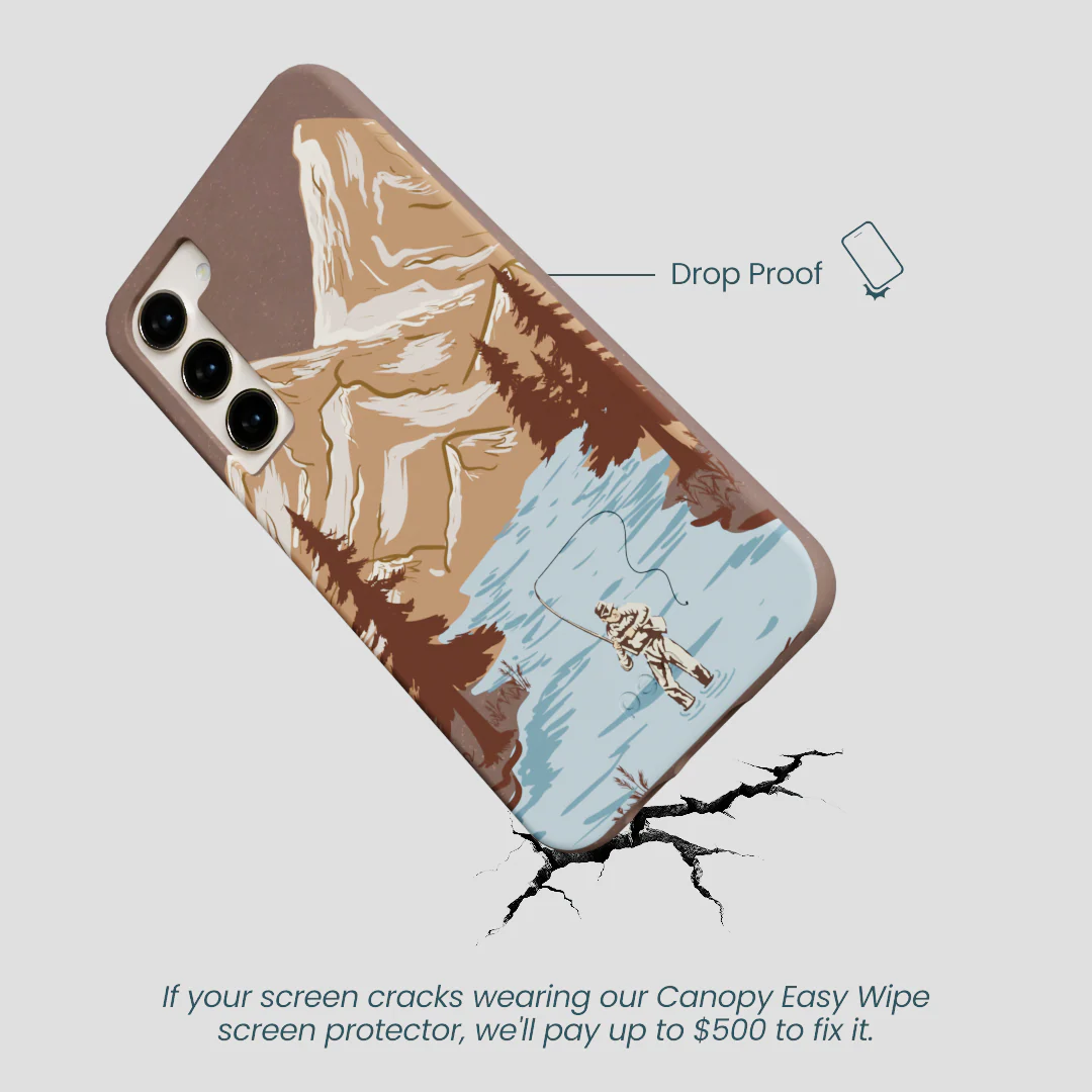 Chocolate Brown Gone Fishing Samsung Galaxy S24+(Plus) Case - Image 5