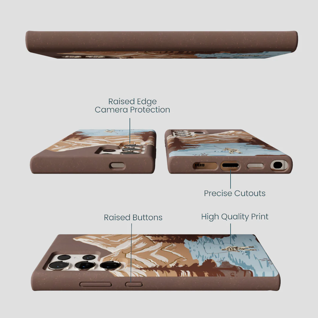 Chocolate Brown Gone Fishing Samsung Galaxy S24 Ultra Case - Image 3