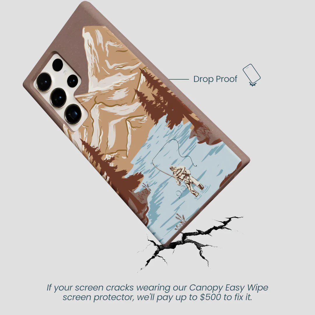 Chocolate Brown Gone Fishing Samsung Galaxy S24 Ultra Case - Image 5