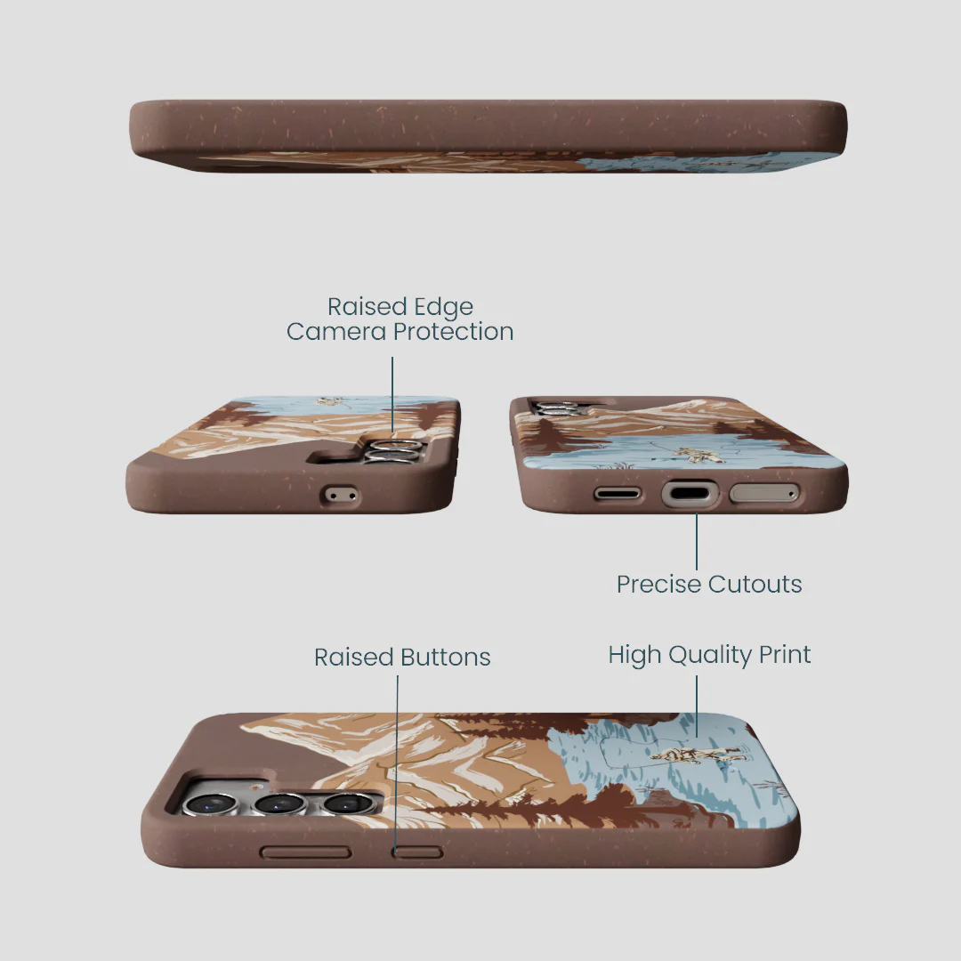 Chocolate Brown Gone Fishing Samsung Galaxy S25 Case - Image 3