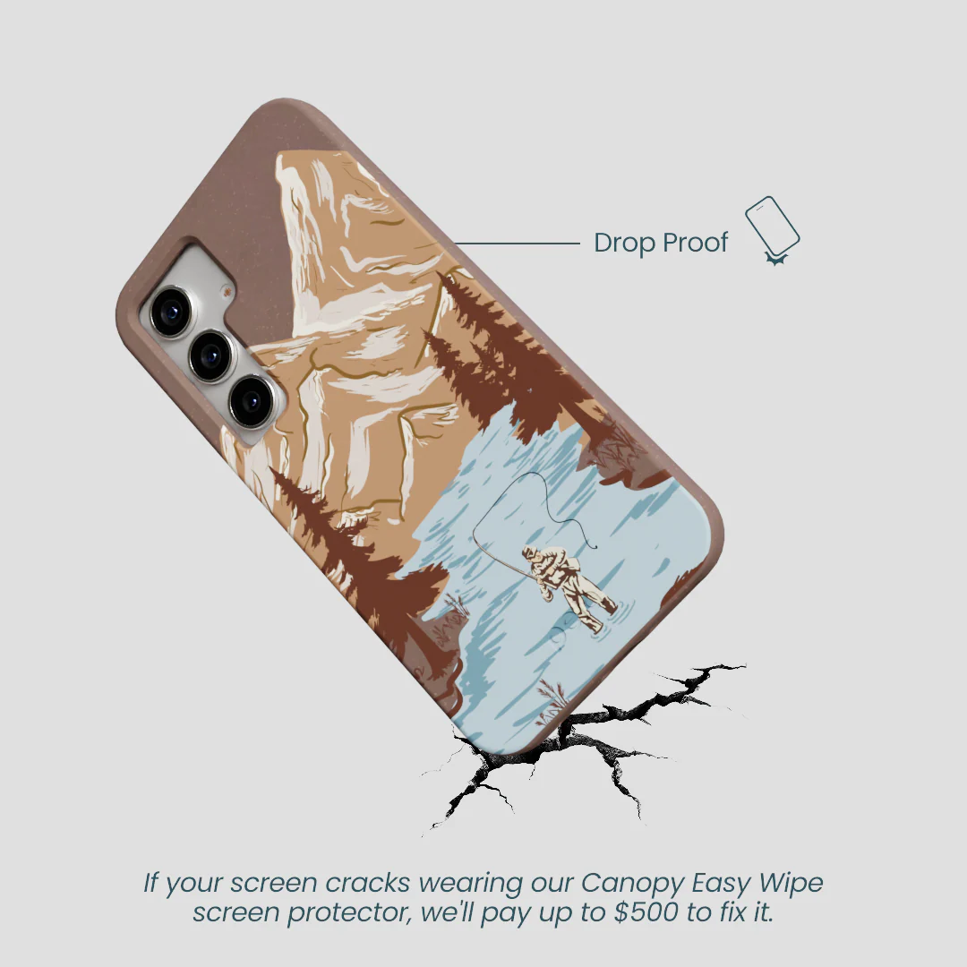 Chocolate Brown Gone Fishing Samsung Galaxy S25 Case - Image 5