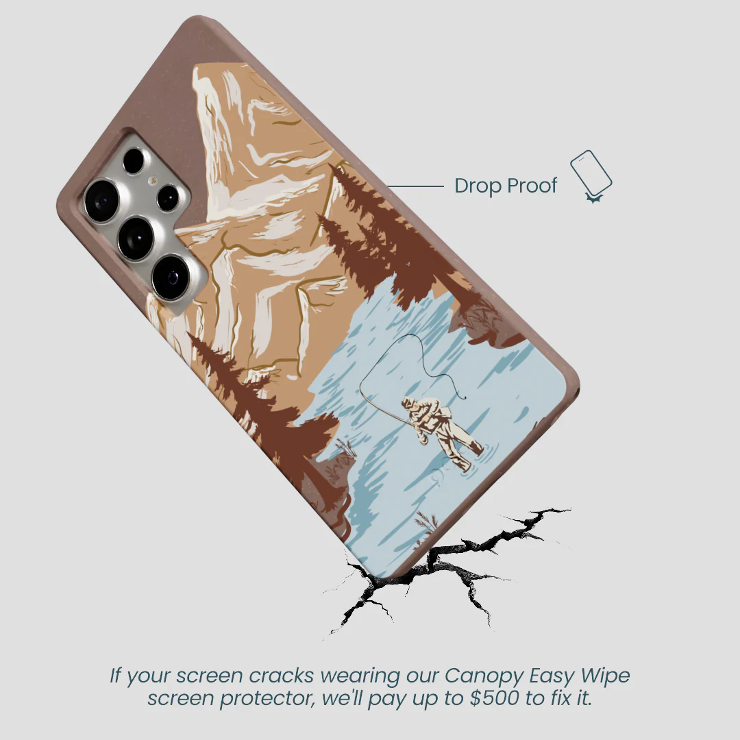 Chocolate Brown Gone Fishing Samsung Galaxy S25 Ultra Case - Image 5