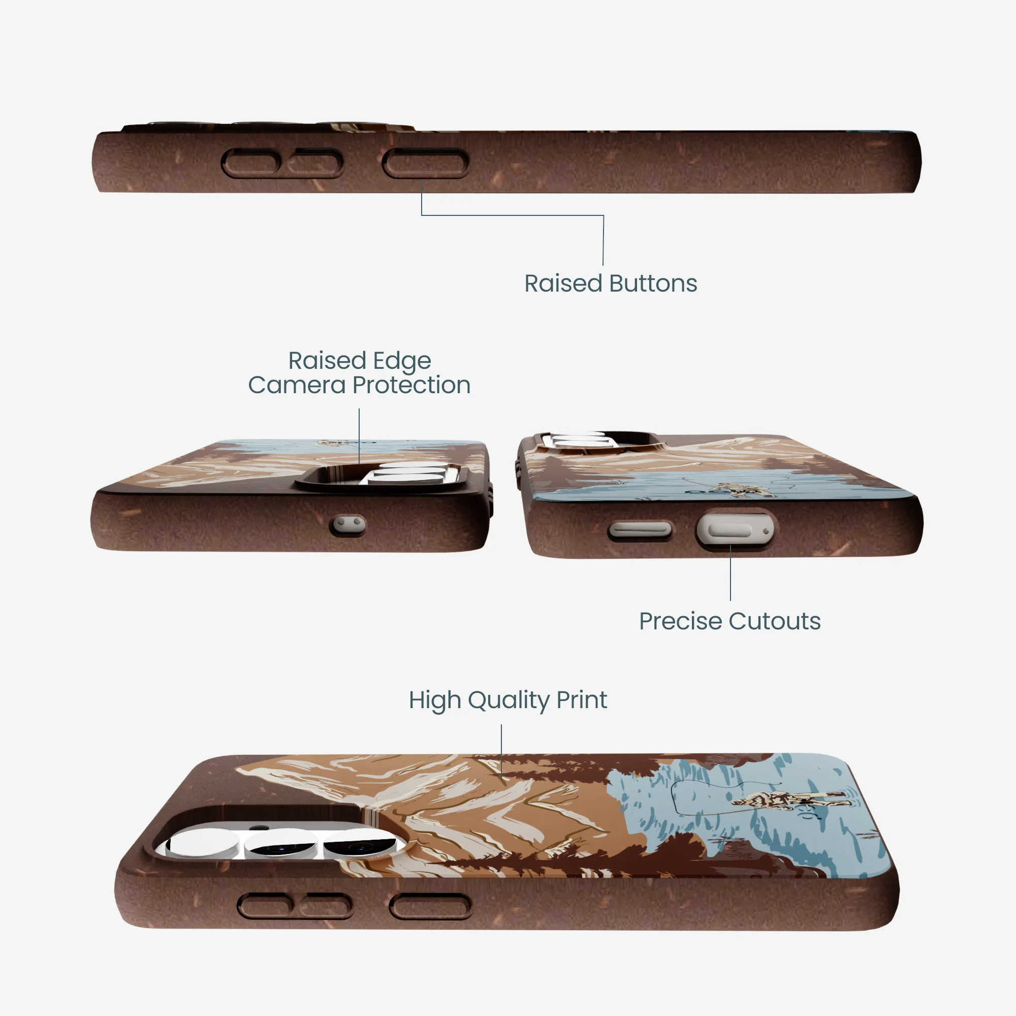 Chocolate Brown Gone Fishing Samsung Galaxy S26 Case - Image 3