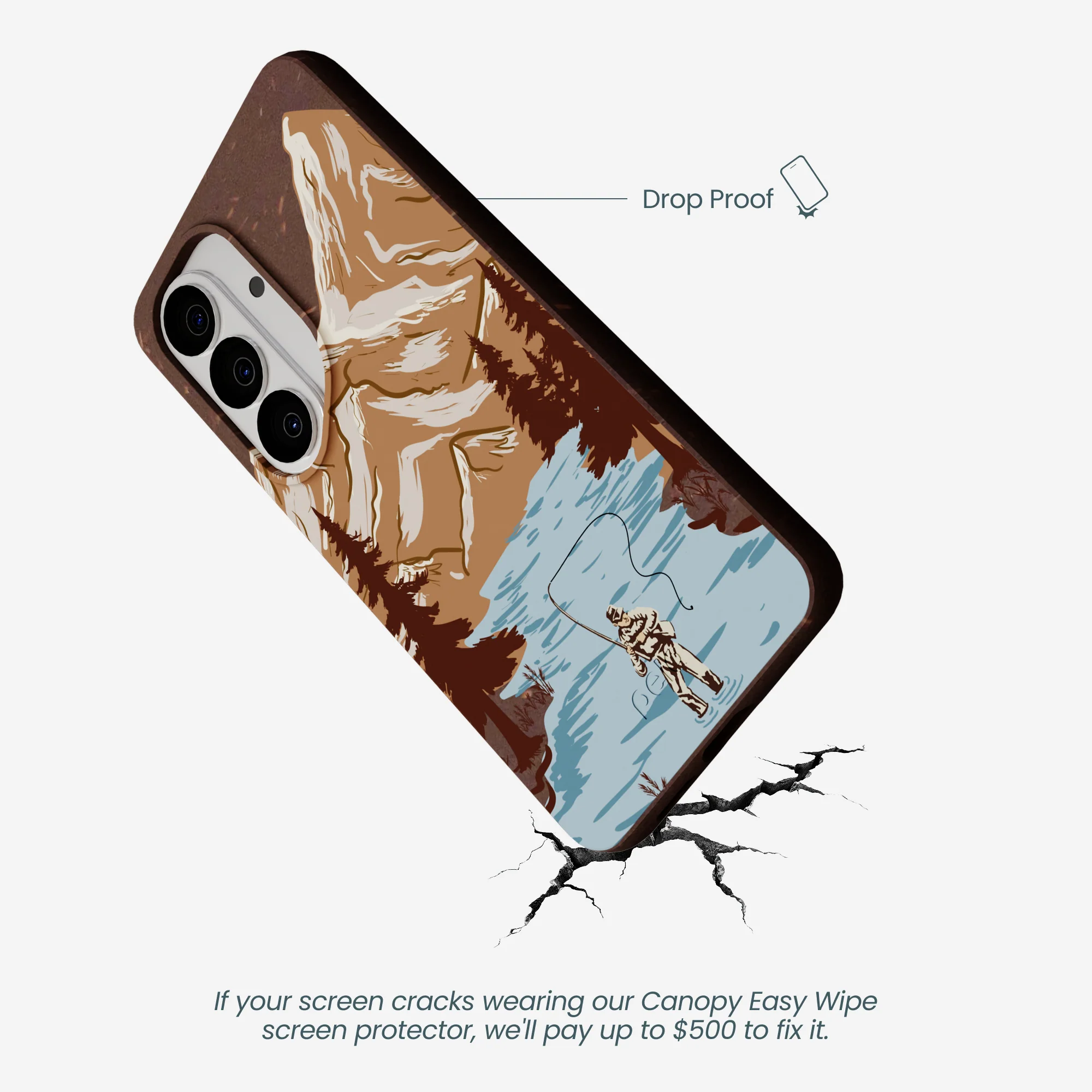 Chocolate Brown Gone Fishing Samsung Galaxy S26 Case - Image 5