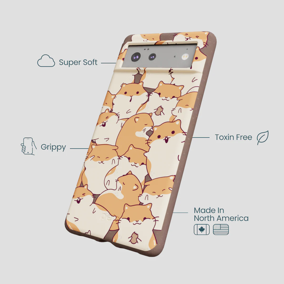 Chocolate Brown Happy Hamsters Google Pixel 6 Case - Image 4