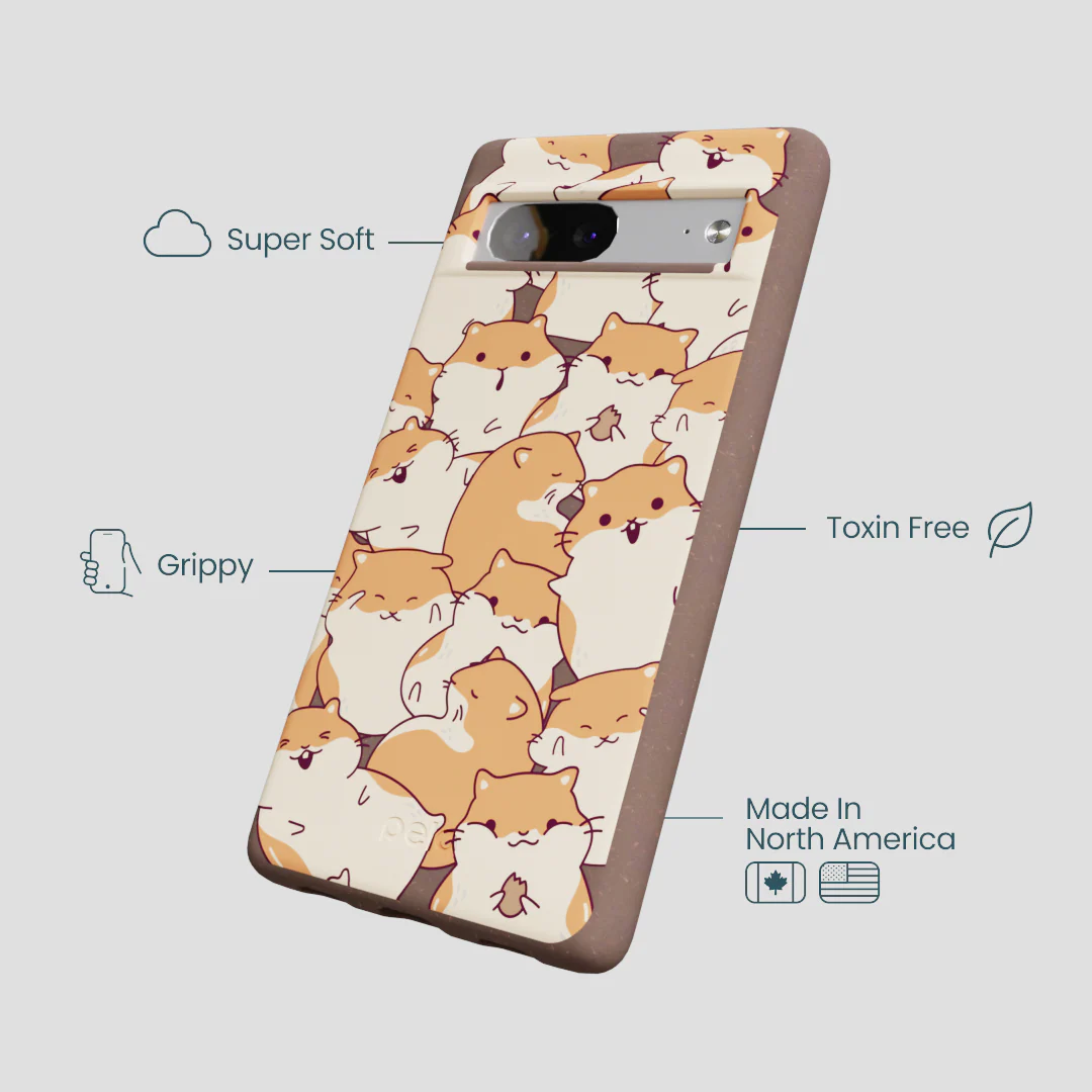 Chocolate Brown Happy Hamsters Google Pixel 7 Case - Image 4