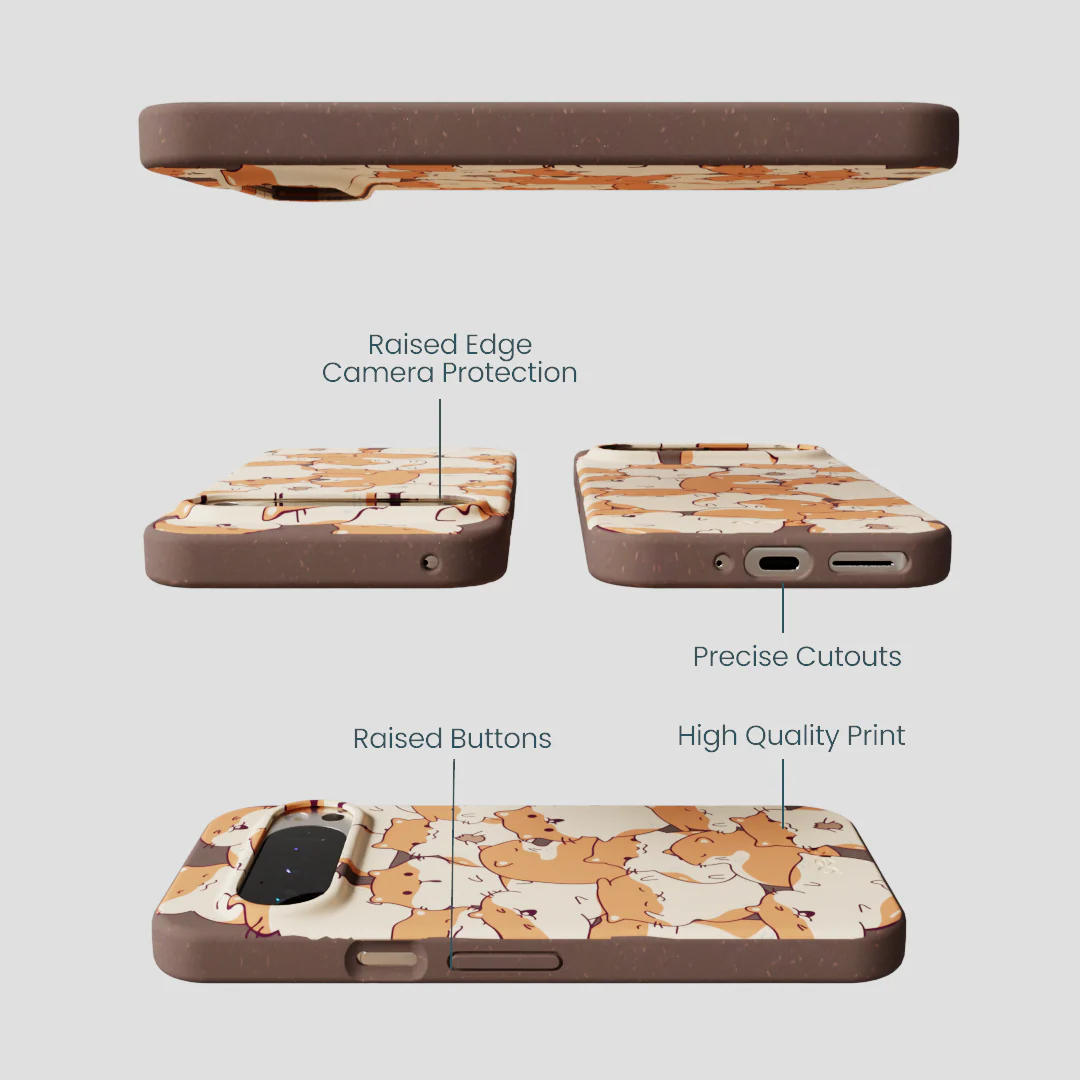 Chocolate Brown Happy Hamsters Google Pixel 9/9 Pro Case - Image 3