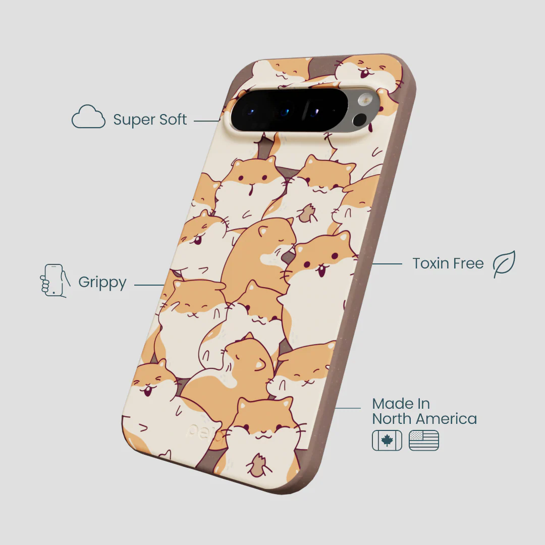 Chocolate Brown Happy Hamsters Google Pixel 9 Pro XL Case - Image 4