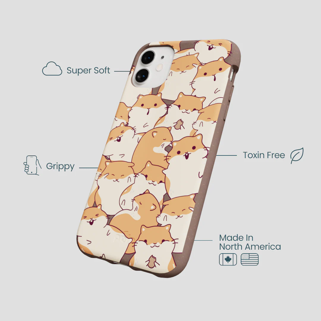 Chocolate Brown Happy Hamsters iPhone 11 Case - Image 4