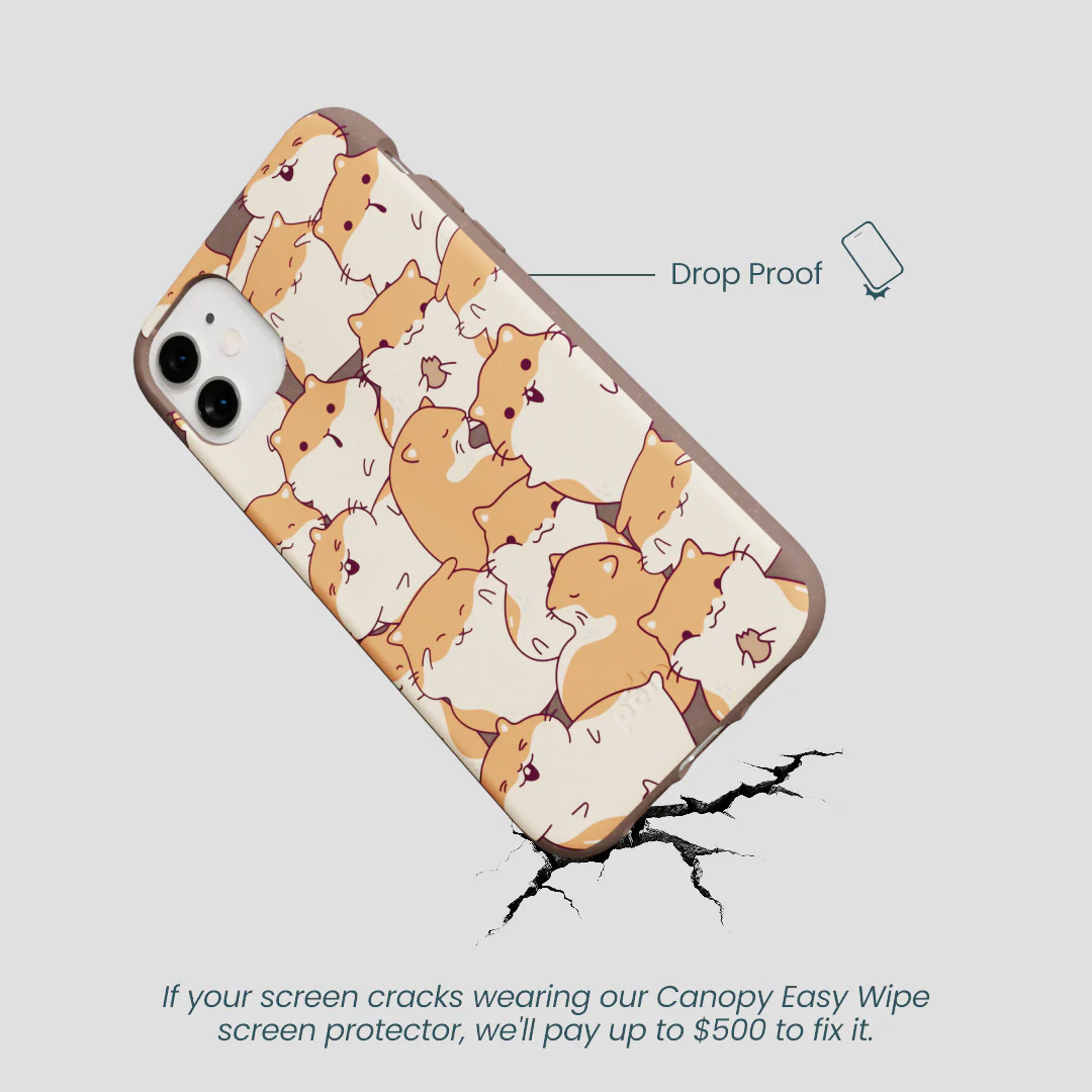 Chocolate Brown Happy Hamsters iPhone 11 Case - Image 5