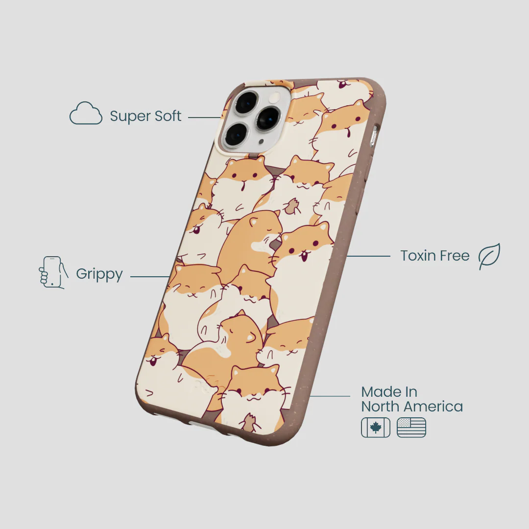 Chocolate Brown Happy Hamsters iPhone 11 Pro Case - Image 4