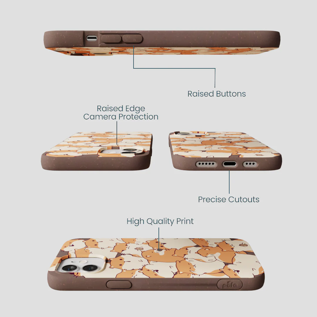 Chocolate Brown Happy Hamsters iPhone 12/ iPhone 12 Pro Case - Image 3
