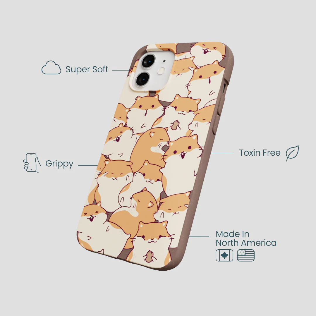 Chocolate Brown Happy Hamsters iPhone 12/ iPhone 12 Pro Case - Image 4