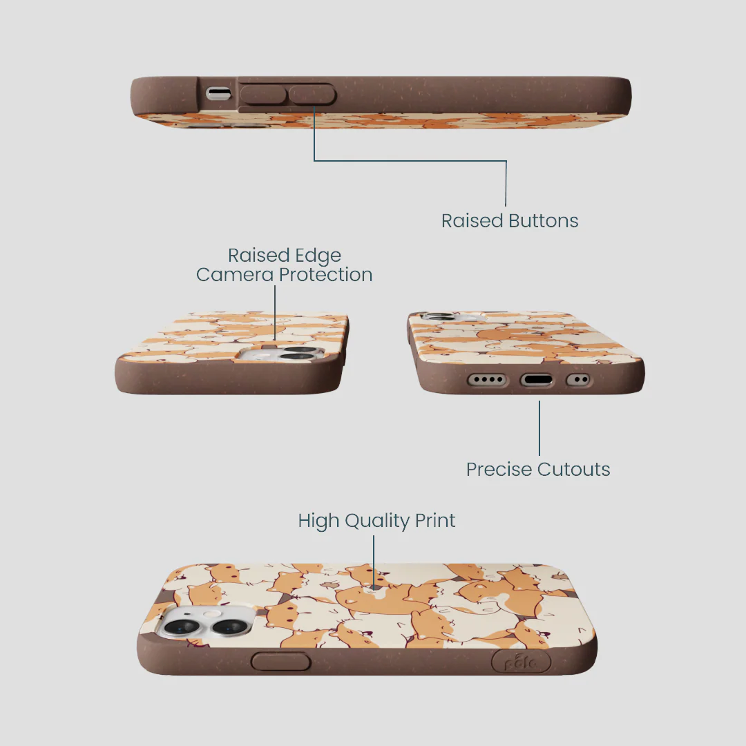 Chocolate Brown Happy Hamsters iPhone 12 Mini Case - Image 3