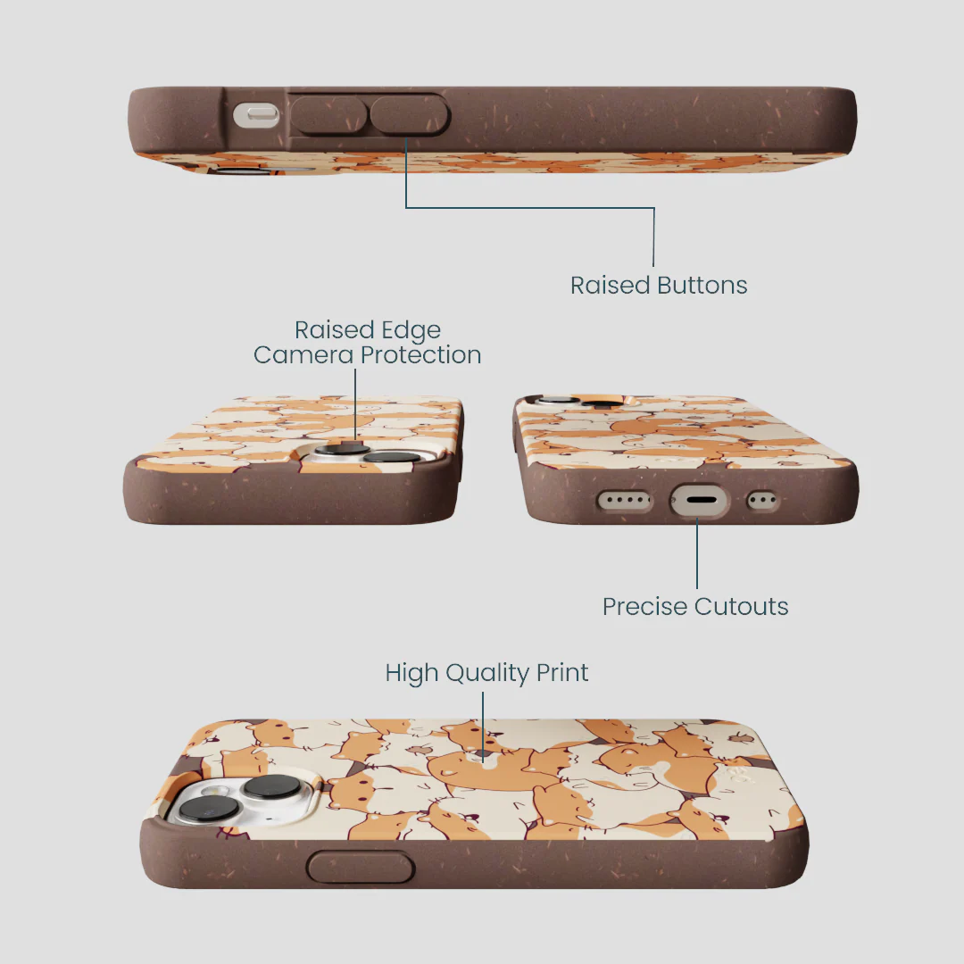 Chocolate Brown Happy Hamsters iPhone 13 Case - Image 3