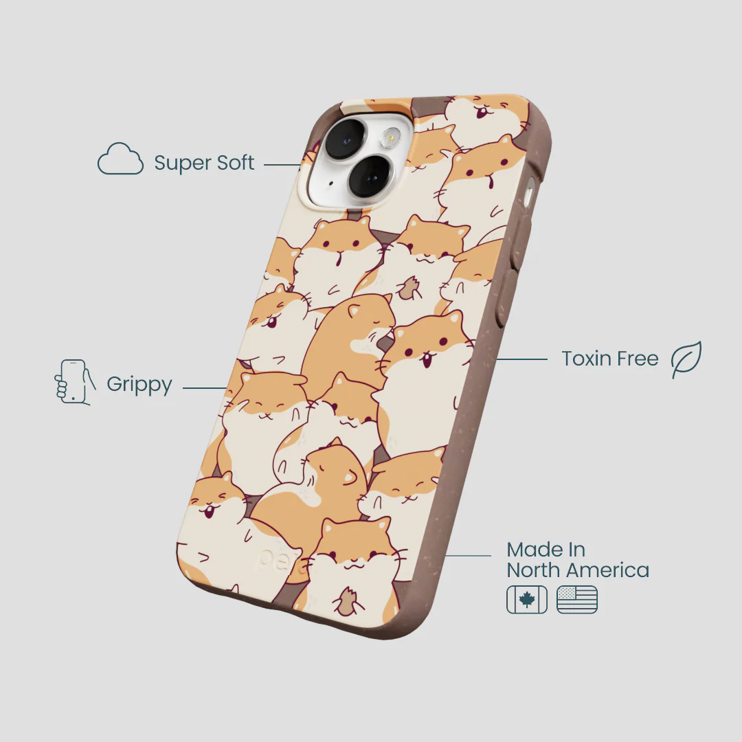 Chocolate Brown Happy Hamsters iPhone 13 Case - Image 4