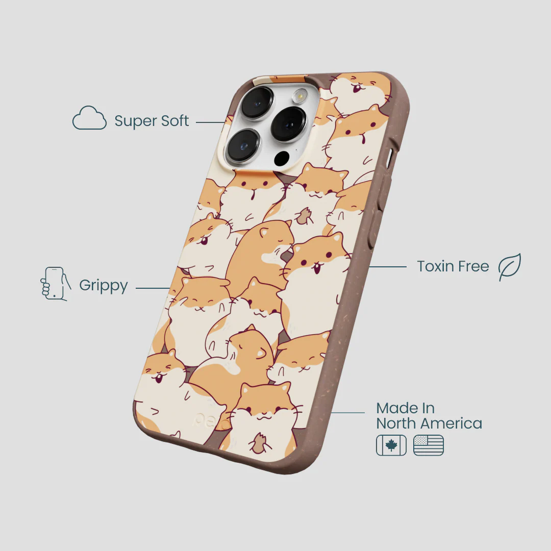Chocolate Brown Happy Hamsters iPhone 13 Pro Case - Image 4