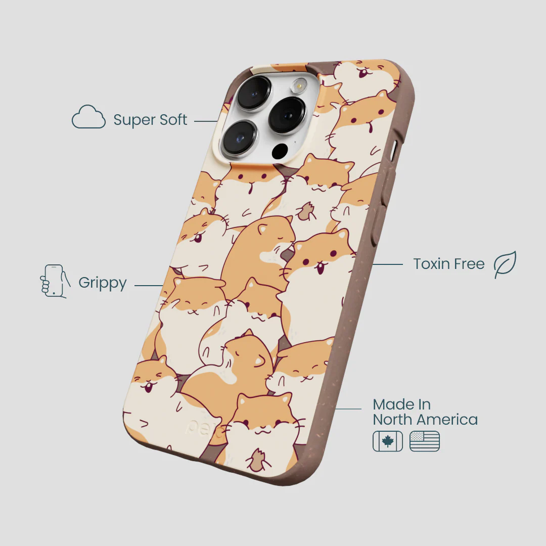 Chocolate Brown Happy Hamsters iPhone 13 Pro Max Case - Image 4