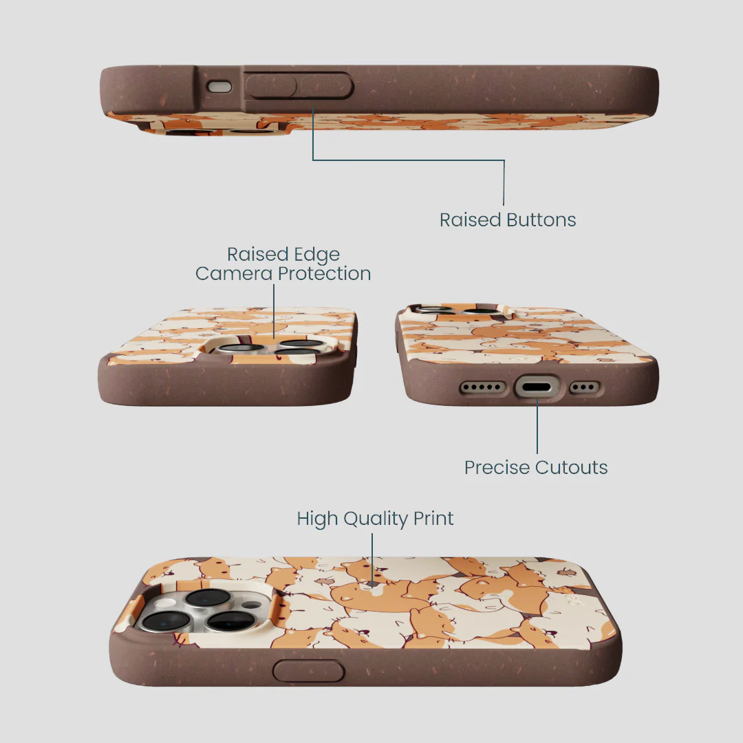 Chocolate Brown Happy Hamsters iPhone 14 Pro Case - Image 3