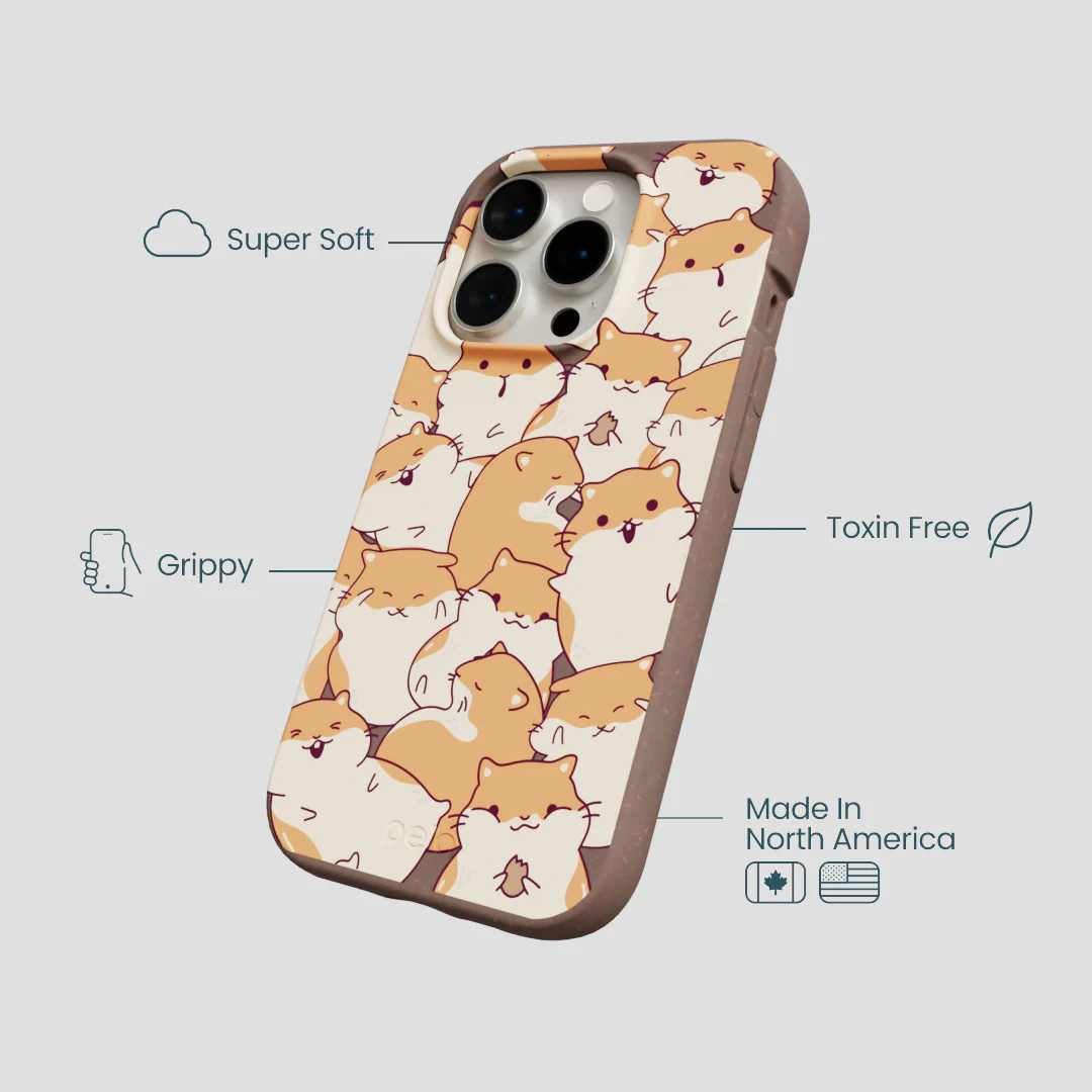 Chocolate Brown Happy Hamsters iPhone 14 Pro Case - Image 4