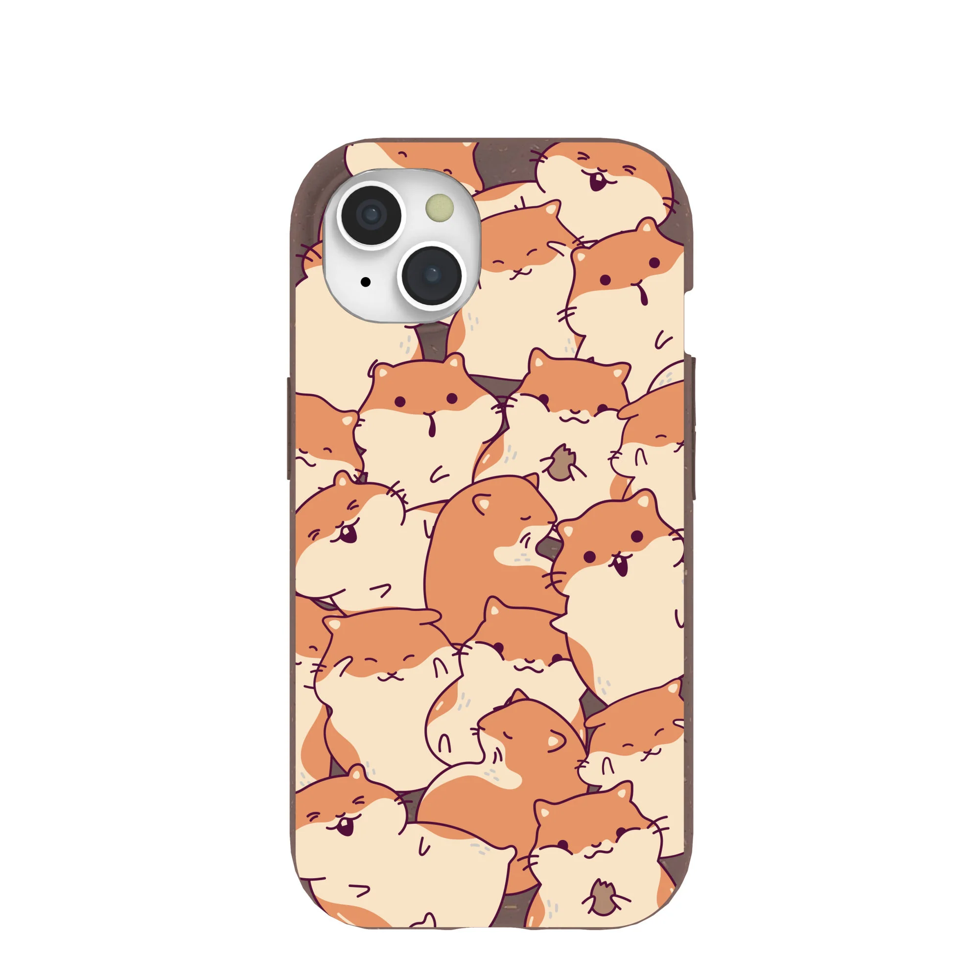 Chocolate Brown Happy Hamsters iPhone 15 Case