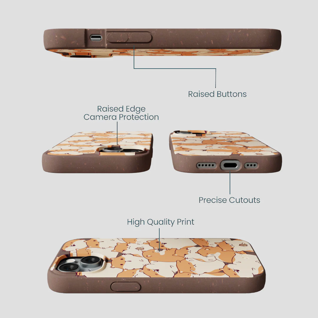 Chocolate Brown Happy Hamsters iPhone 15 Case - Image 3
