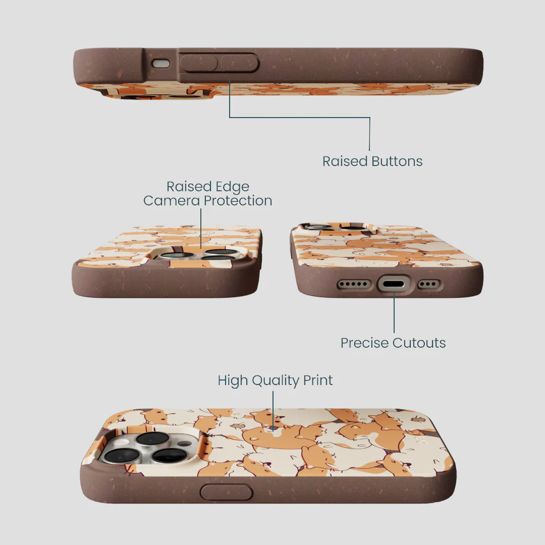 Chocolate Brown Happy Hamsters iPhone 15 Pro Case - Image 3