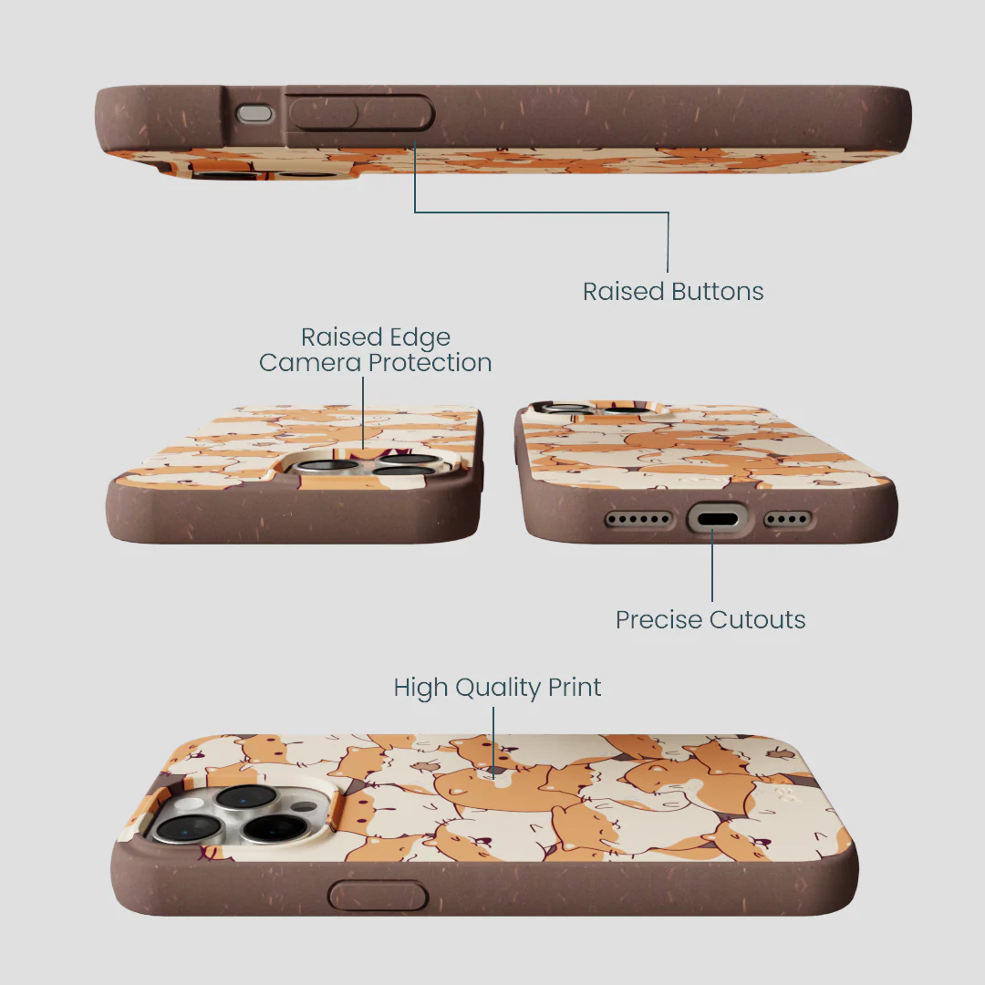 Chocolate Brown Happy Hamsters iPhone 15 Pro Max Case - Image 3