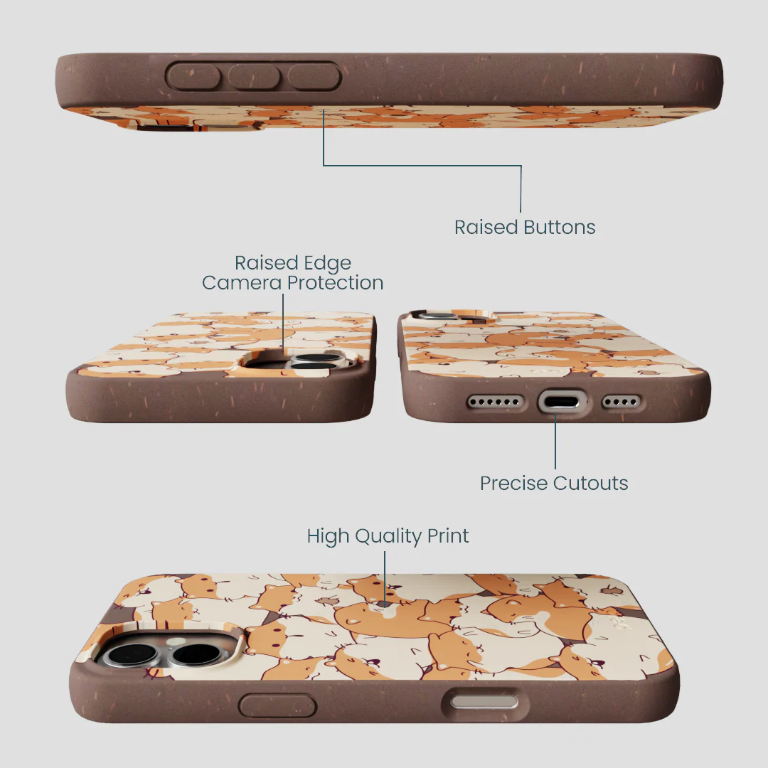Chocolate Brown Happy Hamsters iPhone 16 Plus Case - Image 3