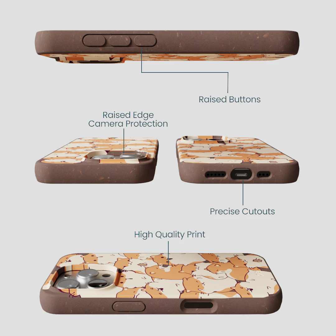 Chocolate Brown Happy Hamsters iPhone 16 Pro Case - Image 3