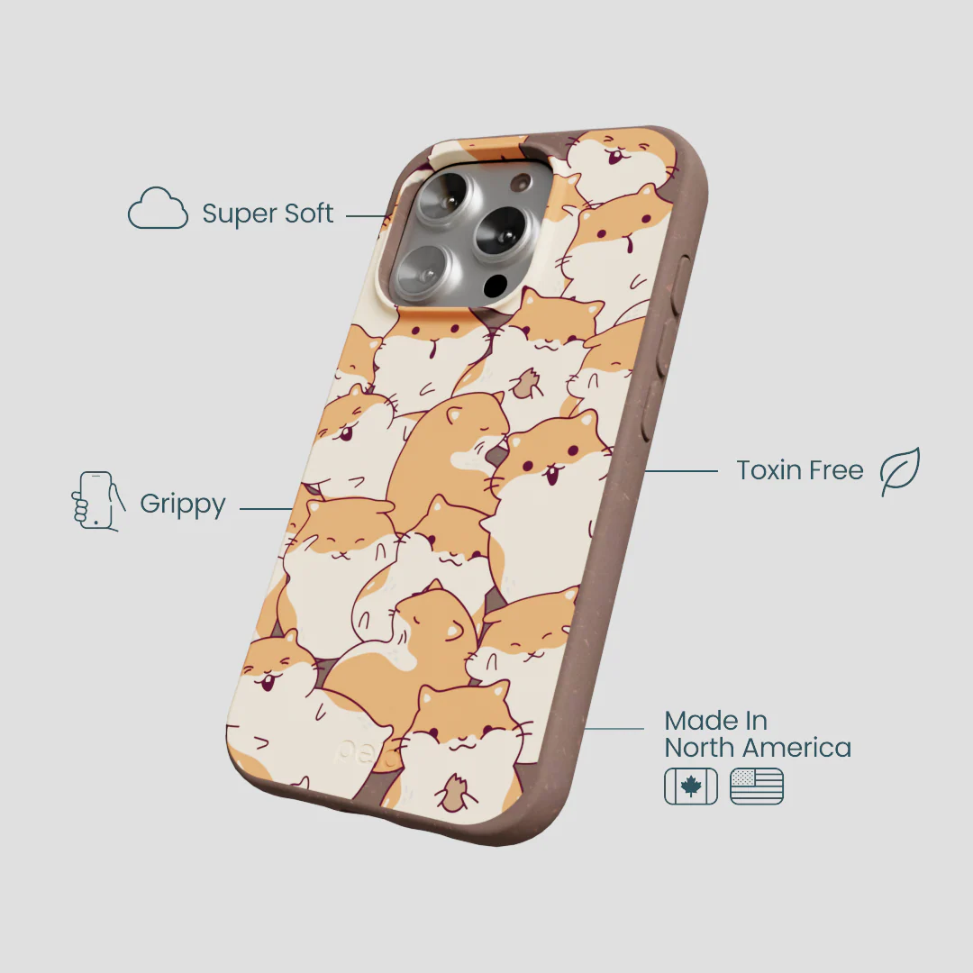 Chocolate Brown Happy Hamsters iPhone 16 Pro Case - Image 4