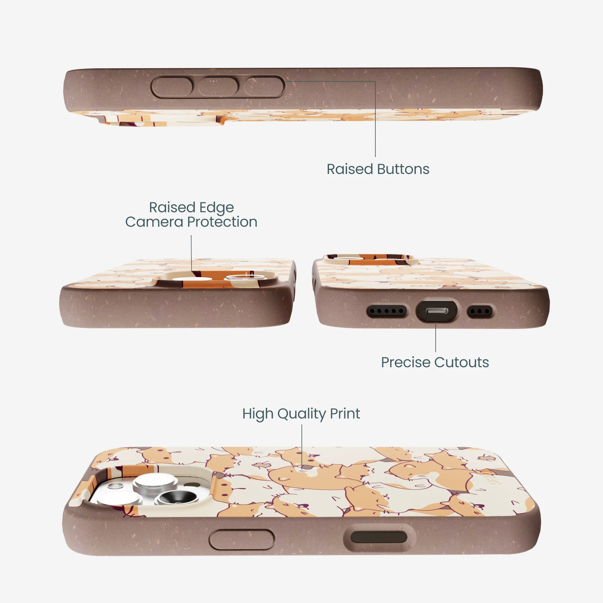 Chocolate Brown Happy Hamsters iPhone 16 Pro Max Case - Image 3