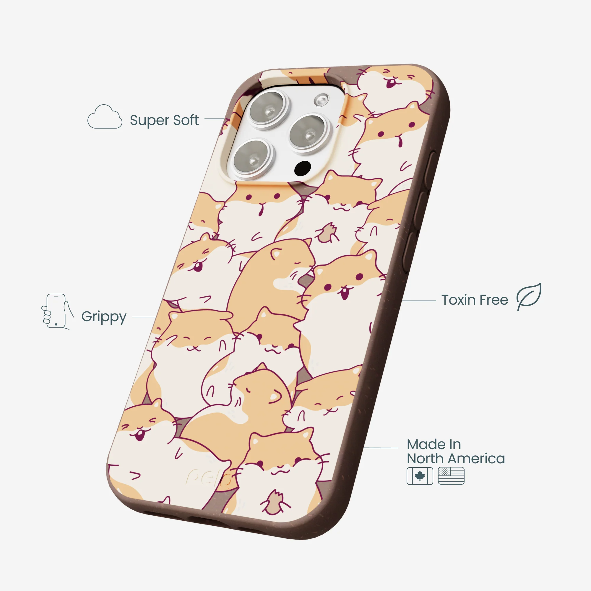 Chocolate Brown Happy Hamsters iPhone 16 Pro Max Case - Image 4