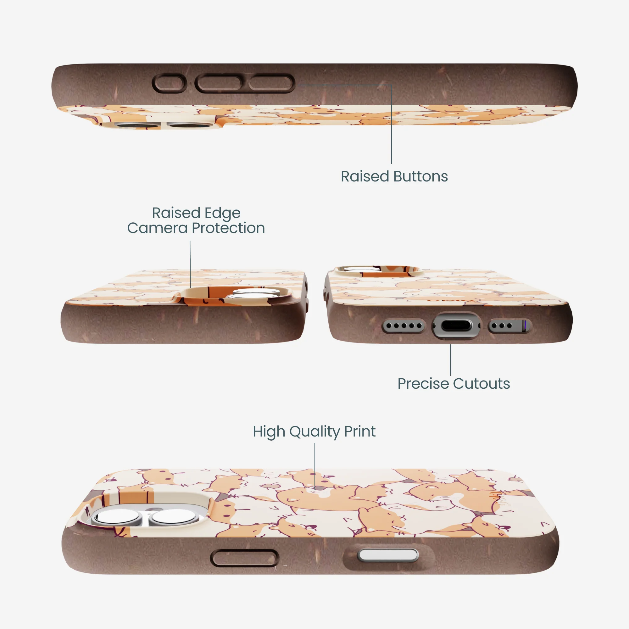Chocolate Brown Happy Hamsters iPhone 17 Case - Image 3