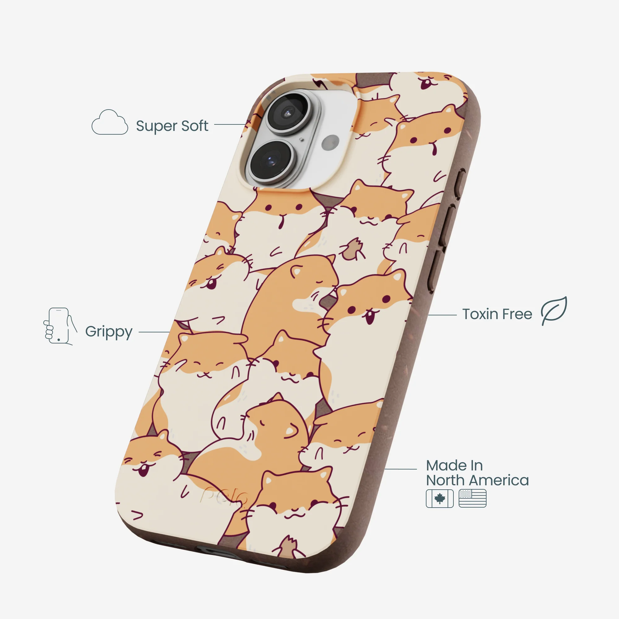 Chocolate Brown Happy Hamsters iPhone 17 Case - Image 4
