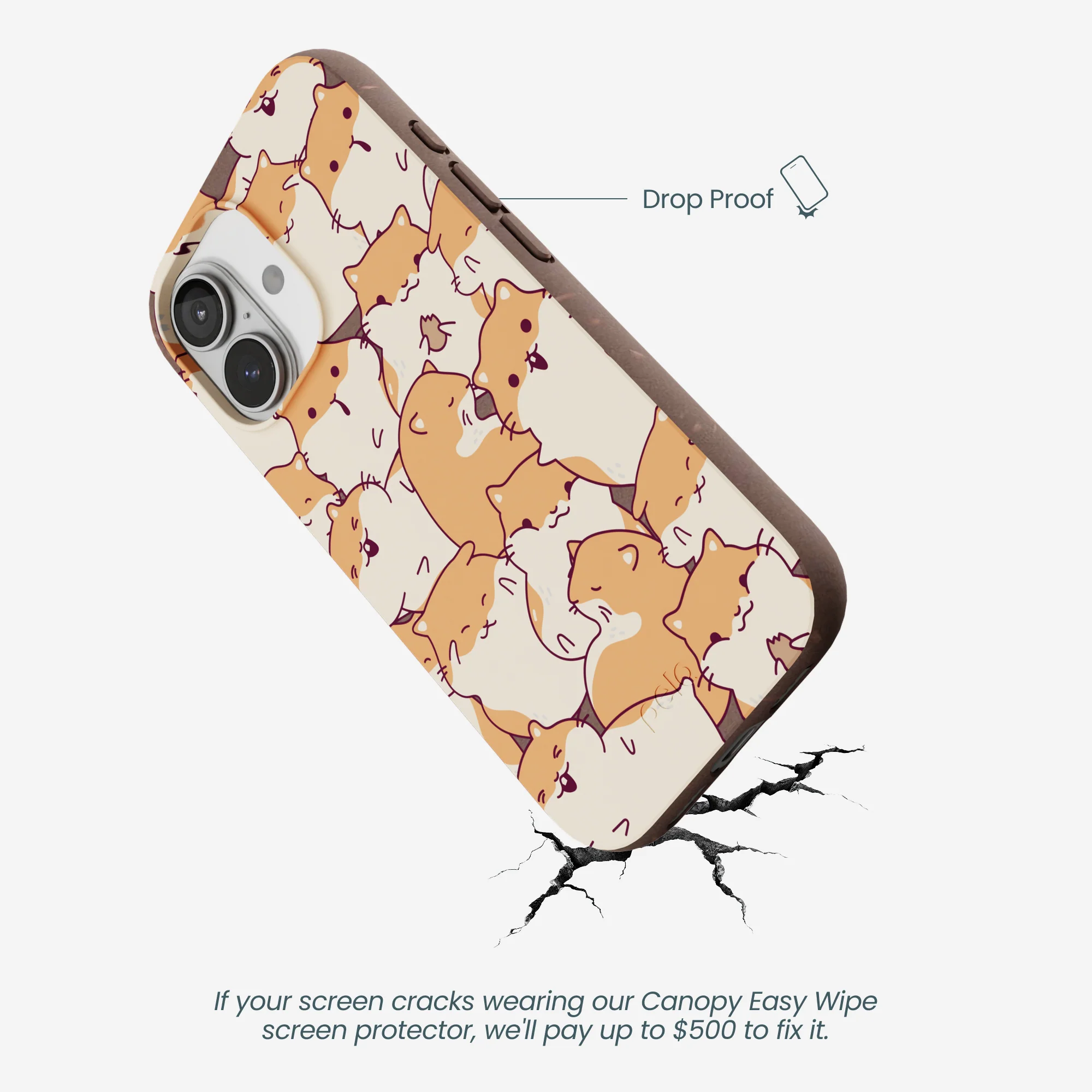 Chocolate Brown Happy Hamsters iPhone 17 Case - Image 5