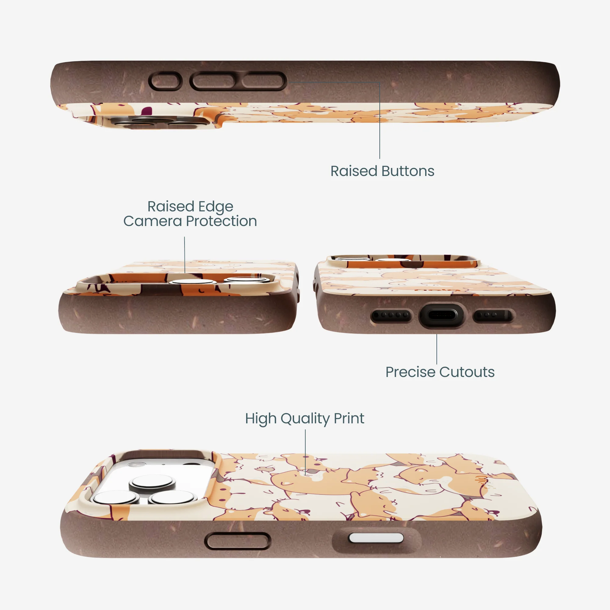 Chocolate Brown Happy Hamsters iPhone 17 Pro Case - Image 3
