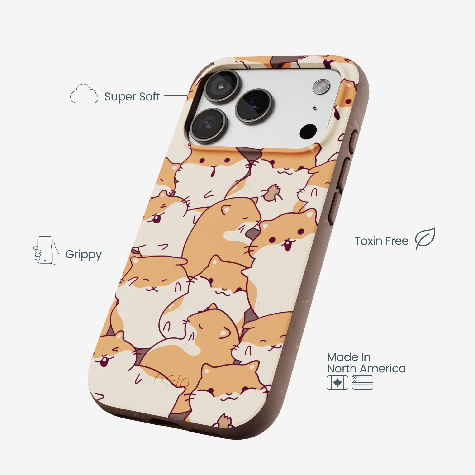 Chocolate Brown Happy Hamsters iPhone 17 Pro Case - Image 4