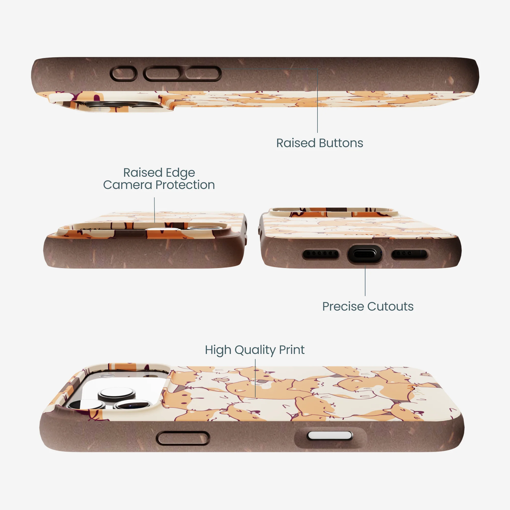 Chocolate Brown Happy Hamsters iPhone 17 Pro Max Case - Image 3