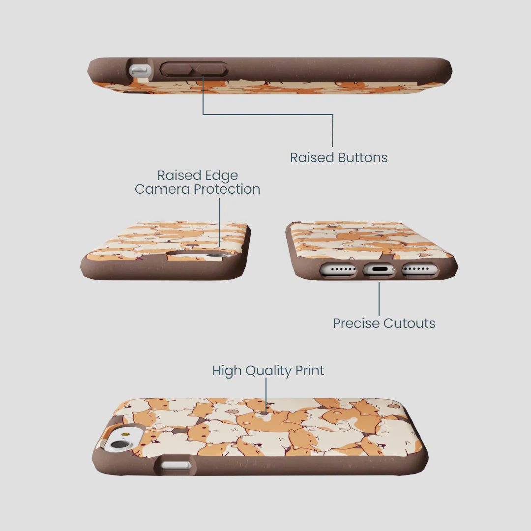 Chocolate Brown Happy Hamsters iPhone 6/6s/7/8/SE Case - Image 3