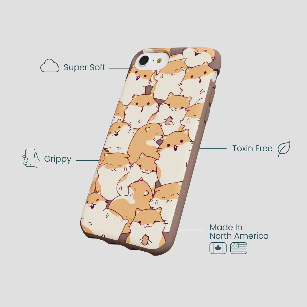 Chocolate Brown Happy Hamsters iPhone 6/6s/7/8/SE Case - Image 4