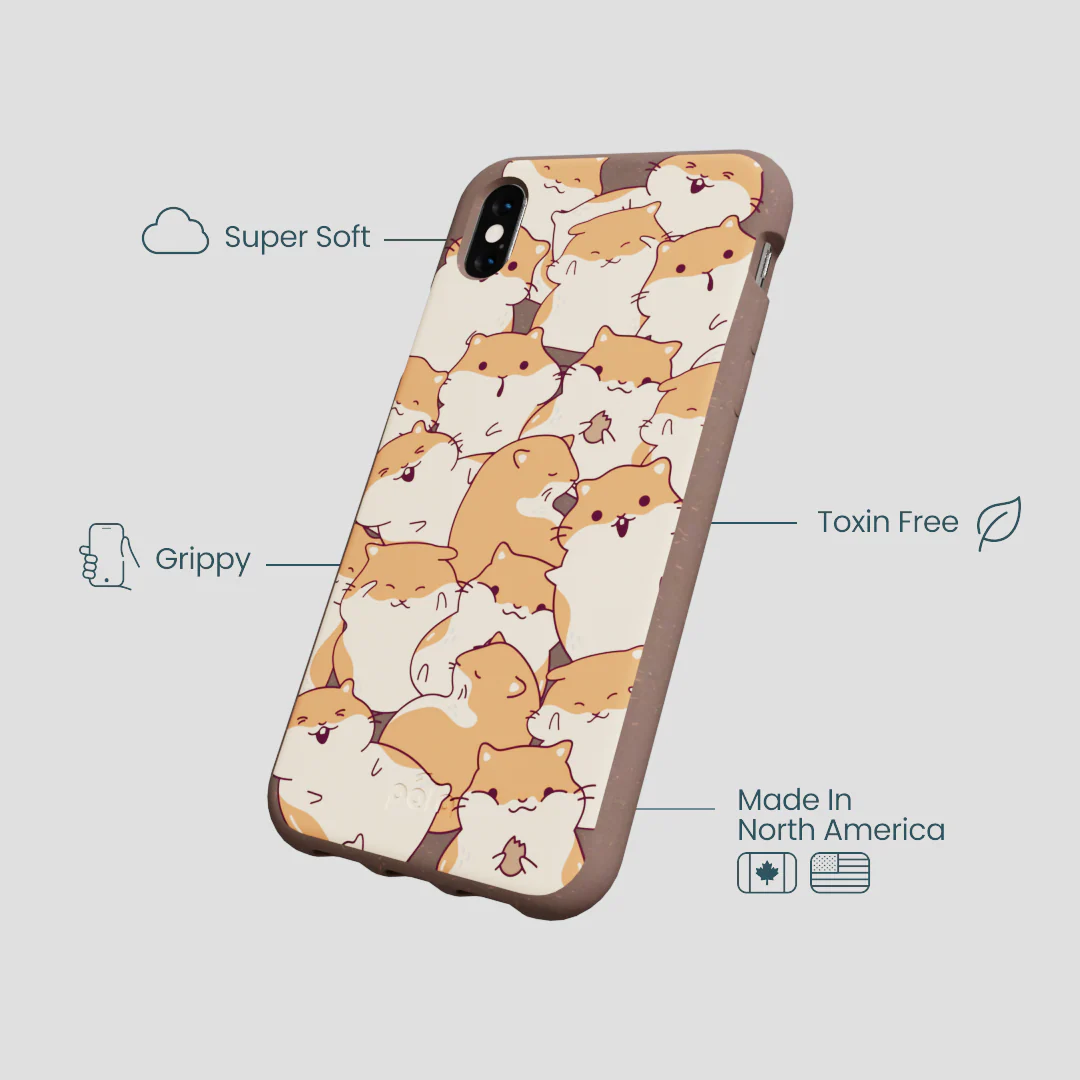 Chocolate Brown Happy Hamsters iPhone XR Case - Image 4