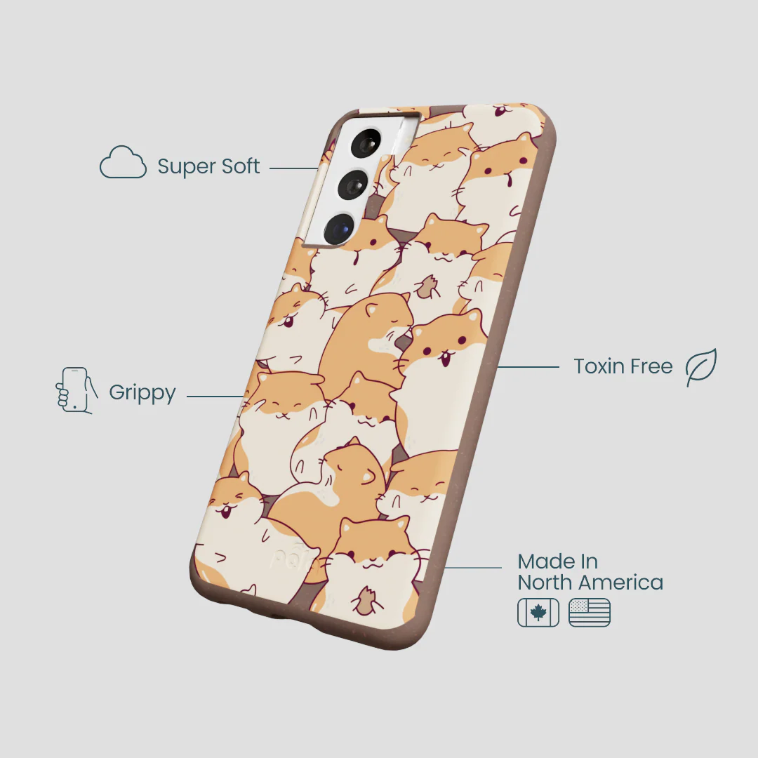 Chocolate Brown Happy Hamsters Samsung Galaxy S22 Case - Image 4
