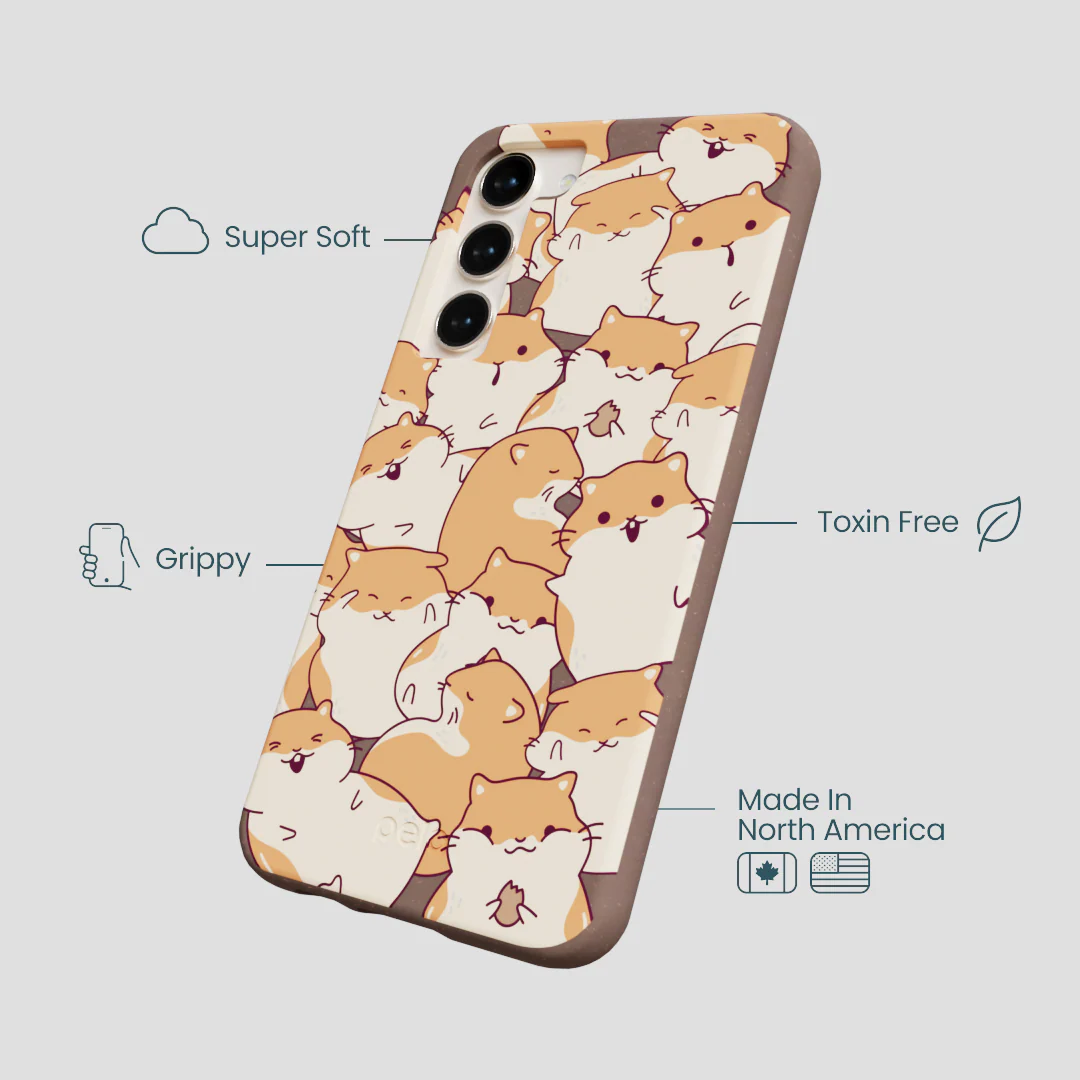 Chocolate Brown Happy Hamsters Samsung Galaxy S23+(Plus) Case - Image 4