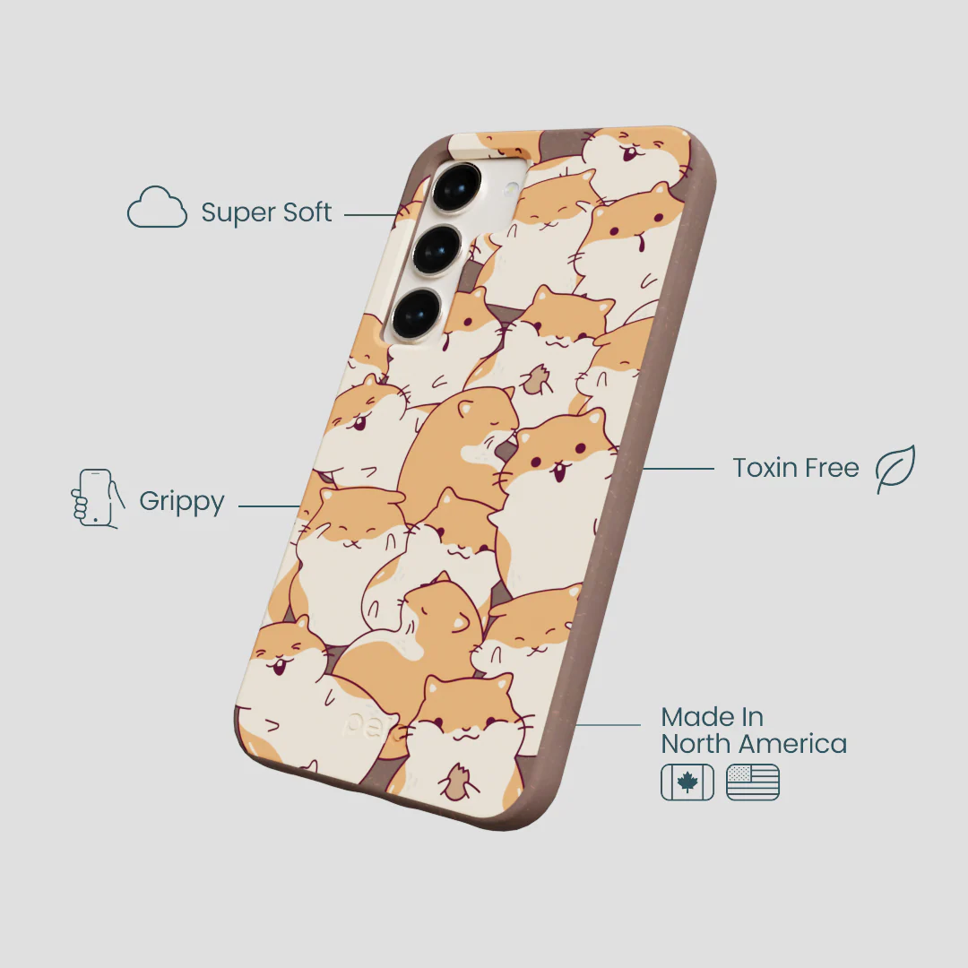 Chocolate Brown Happy Hamsters Samsung Galaxy S24 Case - Image 4