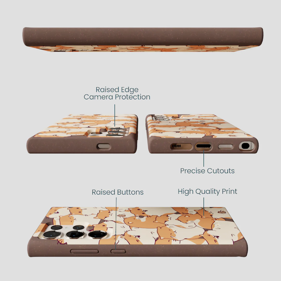 Chocolate Brown Happy Hamsters Samsung Galaxy S24 Ultra Case - Image 3