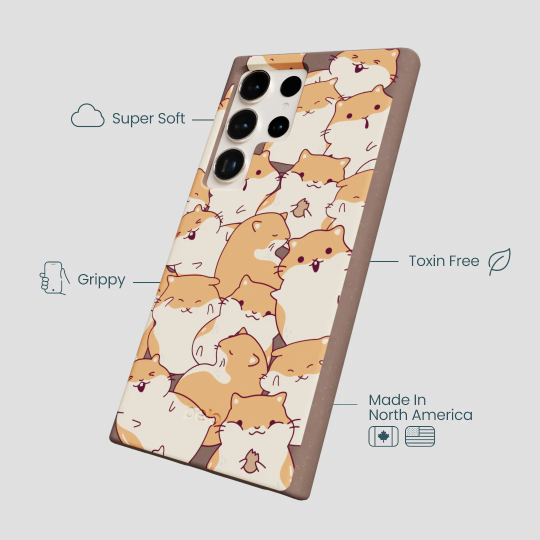 Chocolate Brown Happy Hamsters Samsung Galaxy S24 Ultra Case - Image 4