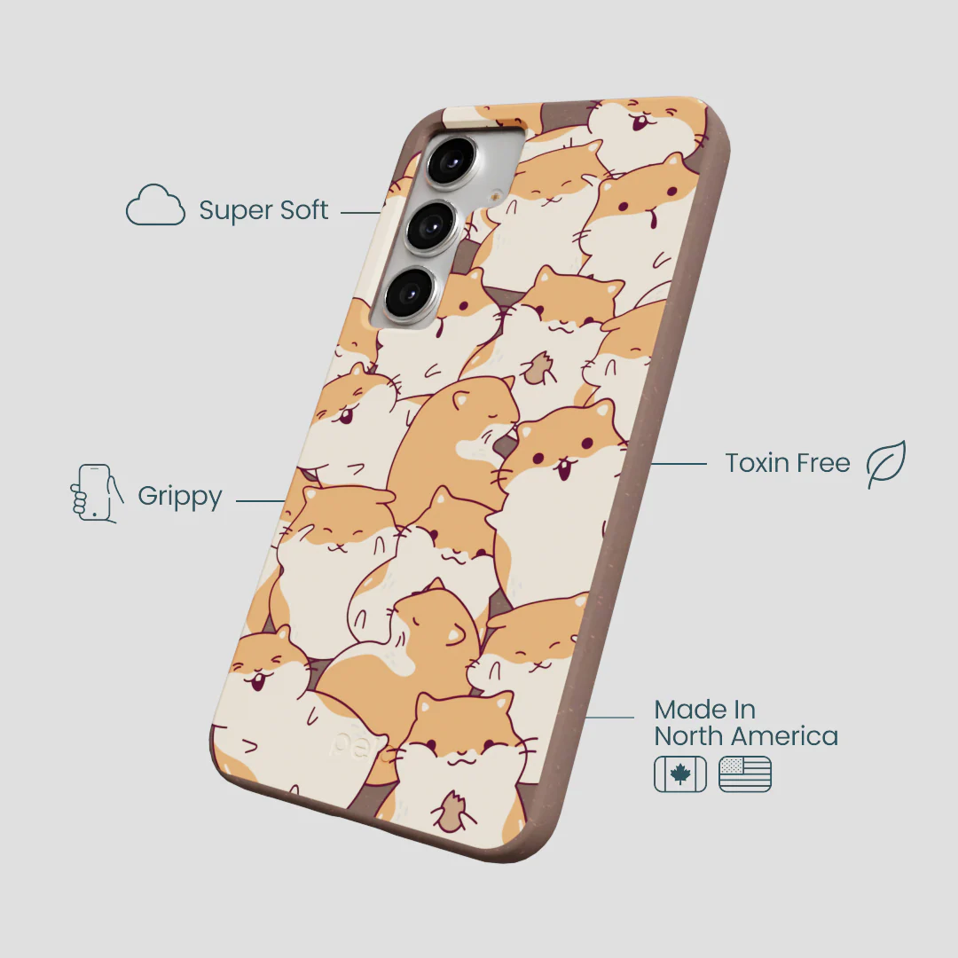 Chocolate Brown Happy Hamsters Samsung Galaxy S25+(Plus) Case - Image 4