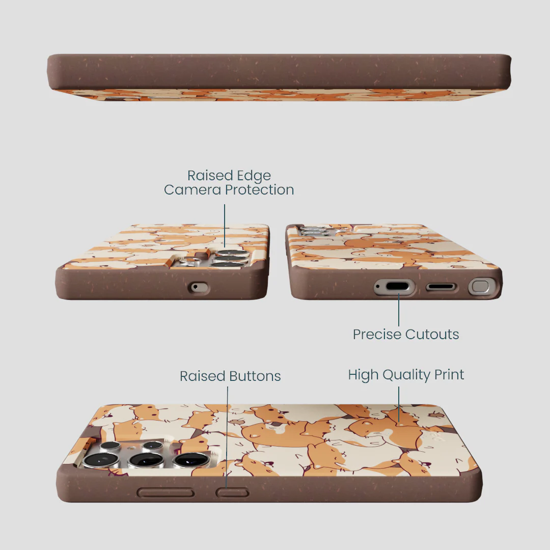Chocolate Brown Happy Hamsters Samsung Galaxy S25 Ultra Case - Image 3