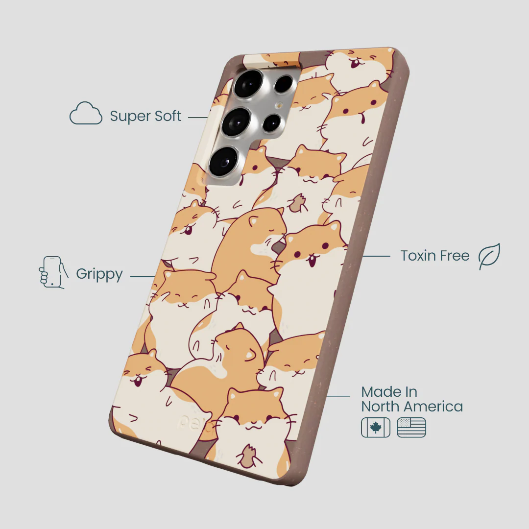 Chocolate Brown Happy Hamsters Samsung Galaxy S25 Ultra Case - Image 4